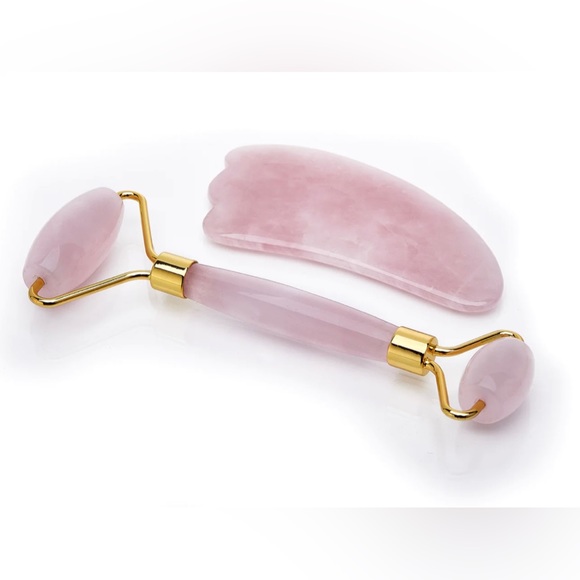 Earth’s Elements Facial Massage Set, Rose Quartz Crystal Facial Roller, NEW - Picture 5 of 12